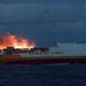 The burning Grimaldi vessel Grande America off the coast of eastern France, which caused a massive oil spill, on March 11.
